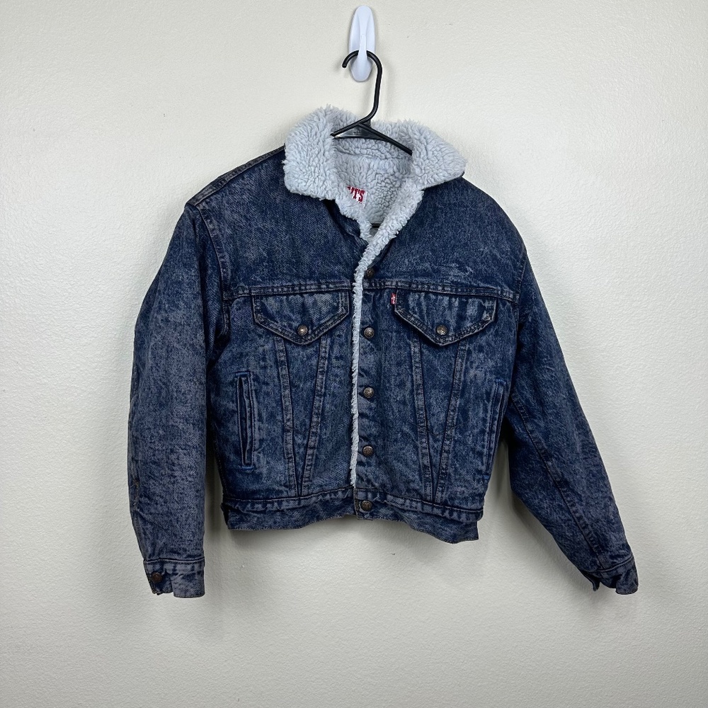 Vintage Womens Levi's Sherpa Lined Trucker Jean Jacket Size L San Francisco USA